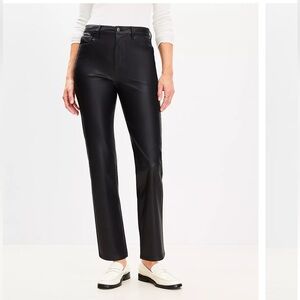 LOFT Black Faux Leather Trousers
